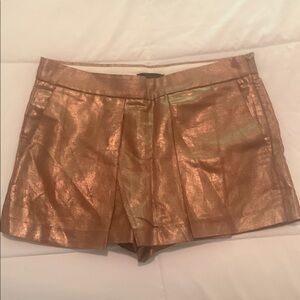 J. Crew bronze metallic linen blend skort